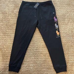 Polo Ralph Lauren Multi-Color Pony Joggers Sweatpants Black Mens Size XL $138